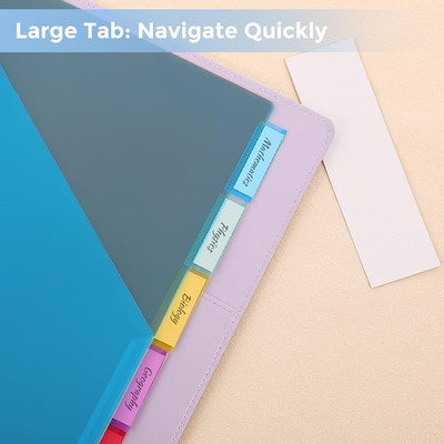 Binder Dividers with Two Pockets, 1Set, 5 Tabs Dividers for 3 Ring Binder, Pl...