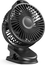 Portable Clip On Fan, Small USB Fan Battery Operated, 3 Speed Rechargeable
