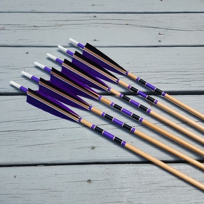 Half Dz 11/32 Cedar Arrows 31'' RW Fletch 5'' 35-45# With 130gn Field Points