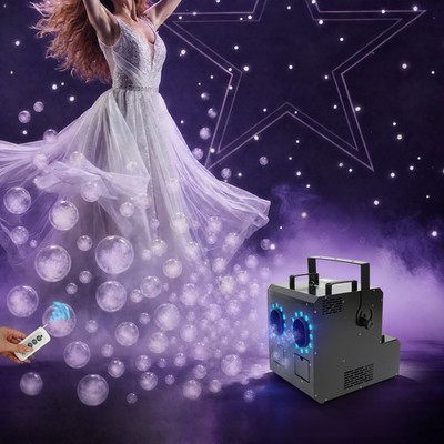 Smoke Fog Bubble Machine RGB LED Light Stage effect DJ Fogger Machine DMX Remote