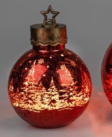 LED Deko Kugel Frosty Winterwald Rot H. 30Cm Aus Glas Formano W25