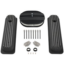 Short Finned Valve Cover W 12 Air Cleaner For 87-97 Sb Chevy Retro Vortec 350