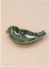 Gisela Graham Green Stoneware Mini Bird Dish
