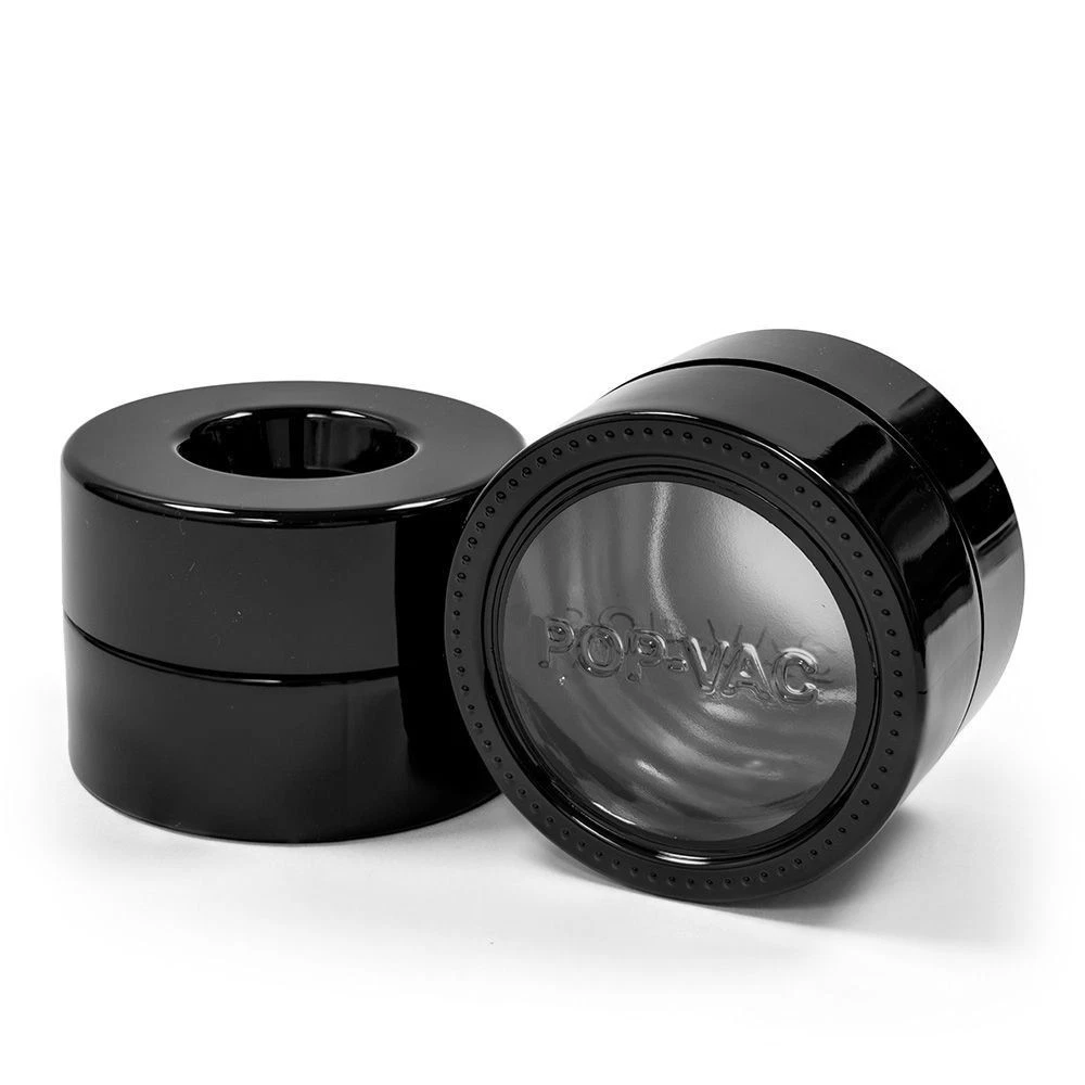 Pop-Vac Jar 3.5g Window Glass Black Vacuum Sealed Glass Jar 7cm W x 5cm H - 4pcs