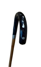 Vintage Wood Shaft Silver Tone Mount Metal Bottom Tip Crook Walking Stick Cane