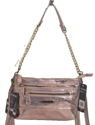 Stone Mountain Metallic Rose Gold Bonded Leather Small Crossbody Shoulder Bag