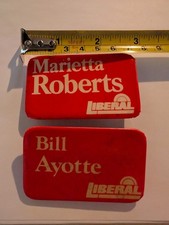 Vintage Pin Pinback Button Canada Liberal Marietta Roberts Bill Ayotte Campaign
