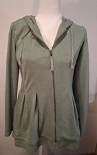 LOGO Lounge Women's Hooded Long Sleeve Zip  Swing Hem Tunic-Size XS-Pockets