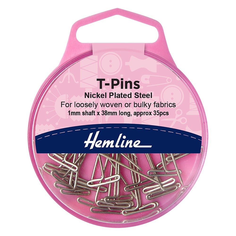 Hemline: Pins: T-Pins: Nickel: 38mm: 35 Pieces