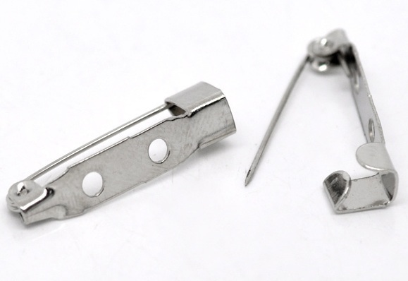 Brooch Backs Blank Fasteners - 50pcs - Silver Tone - 25mm - Jewellery Making