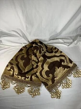 Jeweled Edged Designer Table Runner (Brown/Gold) L35” x W13", Handmade BRDesigns