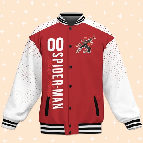 Custom Spiderman Miles Morales Red Comic Baseball Jacket, Baseball Outfit
