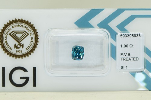 Elegante Cojín Diamante Azul Suelto Mejorado Certificado IGI 1,00 Quilates SI1 - Imagen 2 de 6