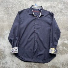 Robert Graham Knowledge, Wisdom  Truth Men  s Shirt Navy Blue Floral Paisley XXL