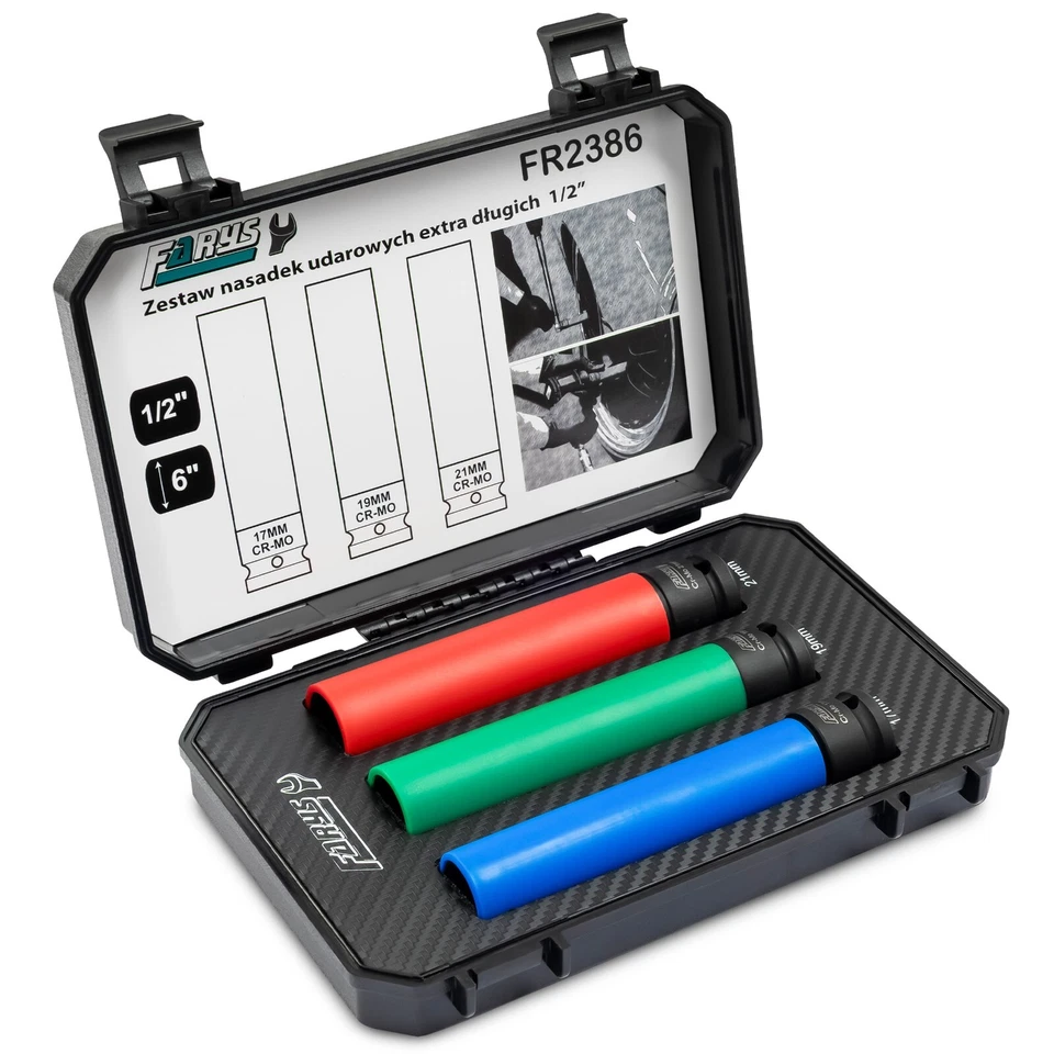 150mm LANG 3-tlg Alufelgen Steckschlüssel 1/2 Kraft Nuss Schonnuss  17/ 19/21mm - Bild 3 von 4