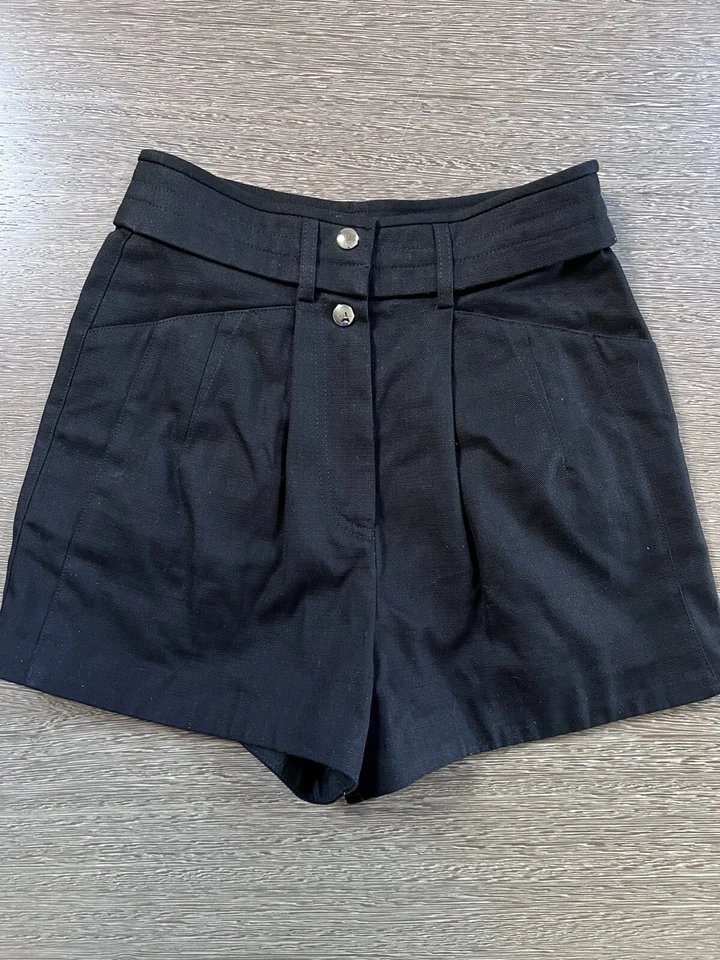 IRO Paris Axwell 短裤黑色高腰棉质百褶尺寸 34 — 第 3/4 张图片