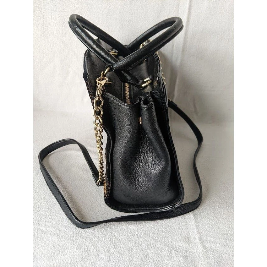 Betsey Johnson бархат блестки леопард сумка сумочка Дамская сумка сменный черный - Изображение 4 из 4