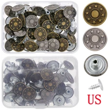 40Sets 17mm Jean Metal Button Tack Snap Button Replacement with Rivets+Box