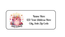 30 Birthday Cake Candles PERSONALIZED RETURN ADDRESS LABELS 1 in X 2 5/8 GLOSSY