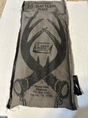 Vintage 1985 Woods Wise The Original Rattler Bag Buck Call in Bag.