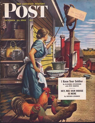 1944 OCT 21 Dinner Bell SATURDAY EVENING POST COVER ONLY #1 Stevan Dohanos