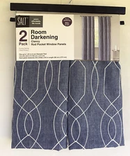 SALT Bed Bath And Beyond Room Darkening Clancy Rod Pocket Window Panels New