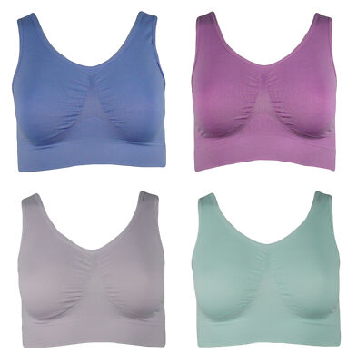 J-Line 4er Damen Komfort Bustier Schlaf BH ohne Bügel nahtlos Soft Bra Bralette