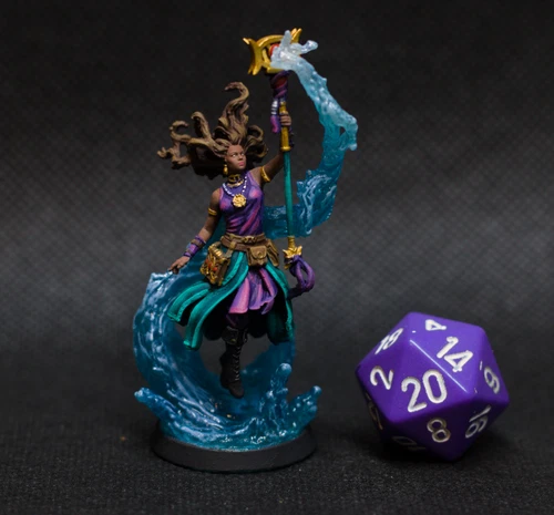 DND 32mm Female Sorcerer/Wizard – Hand Painted – 3D Printed Miniature – Flexible