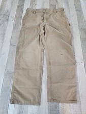 Carhartt Men's Faded Stained Carpenter Work Pants Khaki 38x32 31  B151 DKH