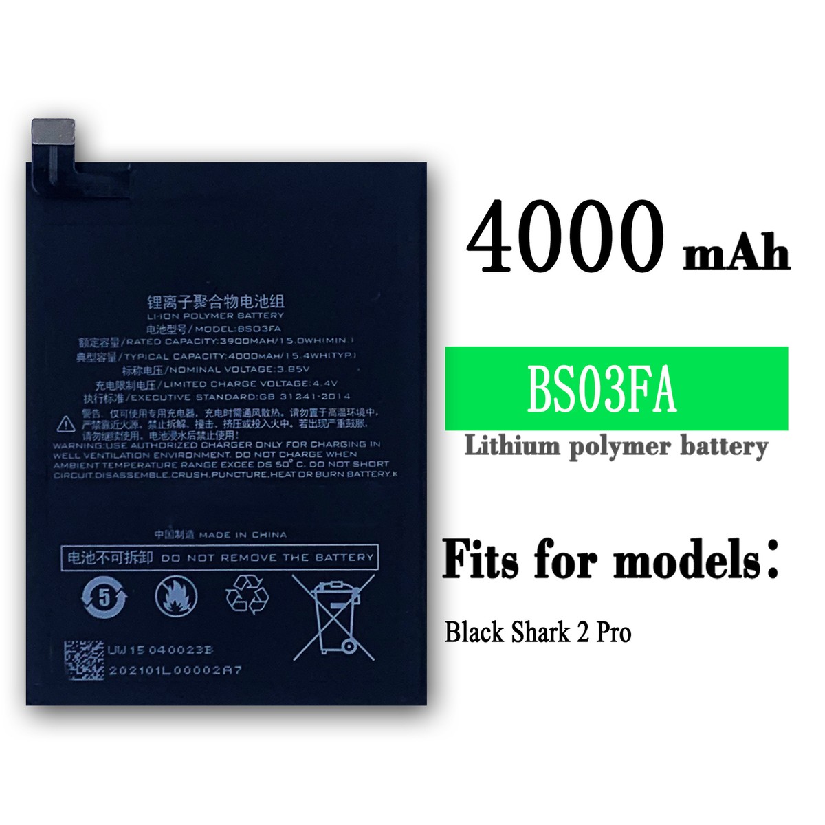 New BS03FA Replacement Battery For Xiaomi Black Shark2 Pro 4000