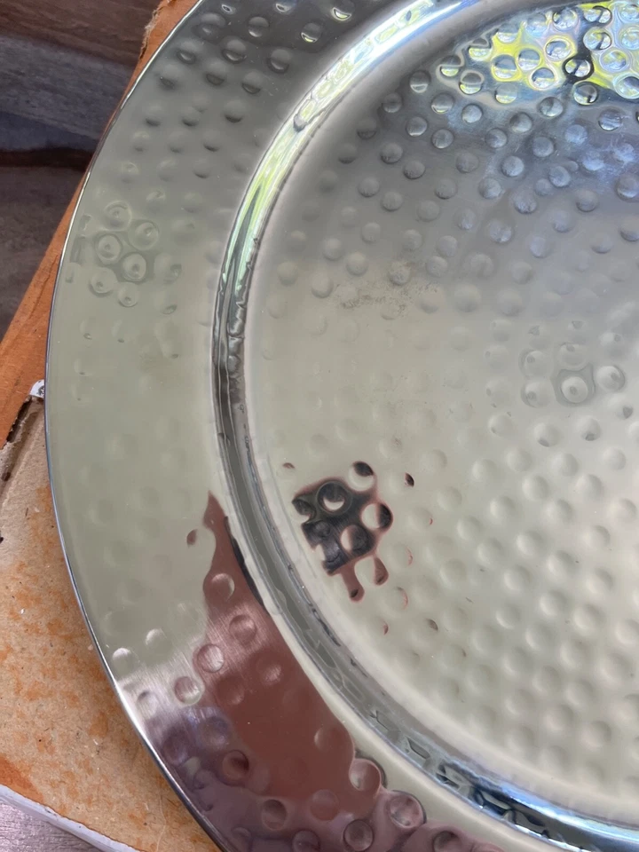 Old Dutch S/6 13" Diameter Stainless Steel Hammered Chargar Plates - Image 4 of 4