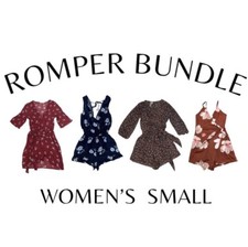 Women  s Small Floral V-neck Romper Bundle 4 EUC