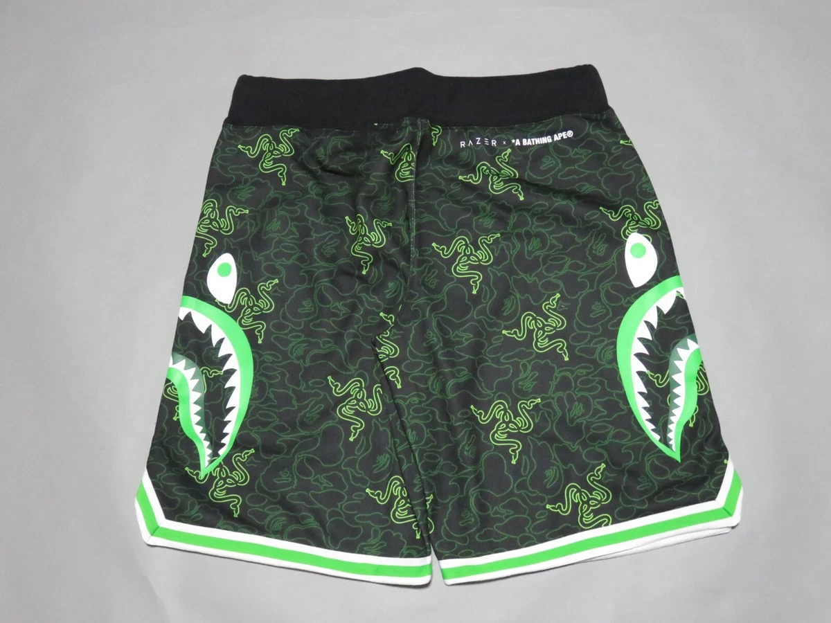 32162 bape razer rneon camo basketball sweat shorts green L