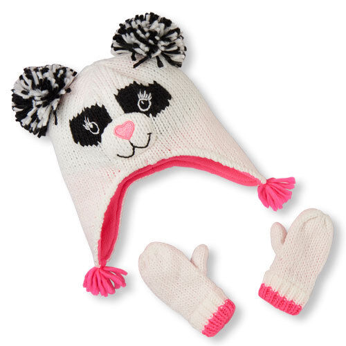 Toddler Girls Shimmery Panda Hat And Mittens Set size S (12-24 mos) - 第 1/1 張圖片