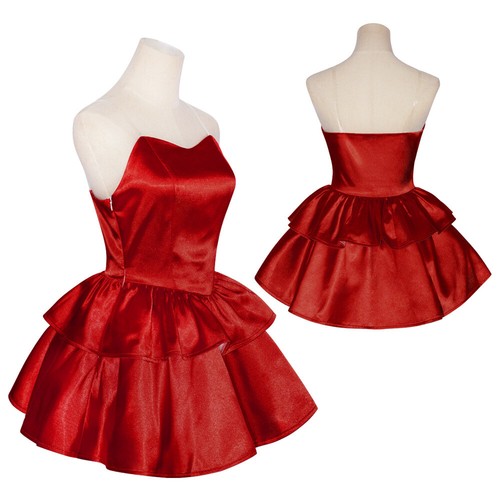 Disfraz de Cosplay Azul Perfecto Mima Rojo Sin Tirantes Tubo Vestido con Diadema - Imagen 4 de 22
