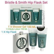 Bristle Smith 3Pcs Gift Set For Him Shower Gel Body Lotion Hip Flask  for Him