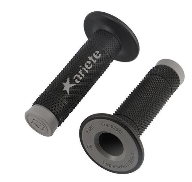 Poignées de guidon moto Ariete Vulcan 115mm revêtement noir gris