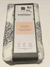 Threshold White Paisley Print 300 Thread Count Ultra Soft Queen Size Flat Sheet