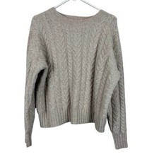 Joie Cable Knit Fisherman Sweater Beige Size Medium Minimalist