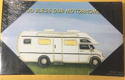 Firefly 10'' x 6'' Flickering LED Battery Lighted Canvas God Bless Our Motorhome