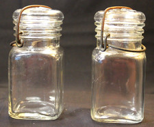 Clear Glass Jars with Wire Bail Lids 11-K-643 and 6-K-543 Set of TWO 2 5" Tall