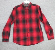 Woolrich Mens Shirt Size Large Red Plaid Long Sleeve 100% Cotton