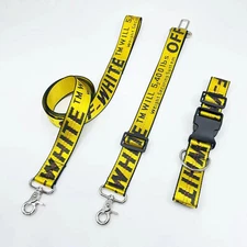 3PCS OFFWHITE Nylon Industrial Collar &  Lead & Seat Belt Strap Leash Adjustable