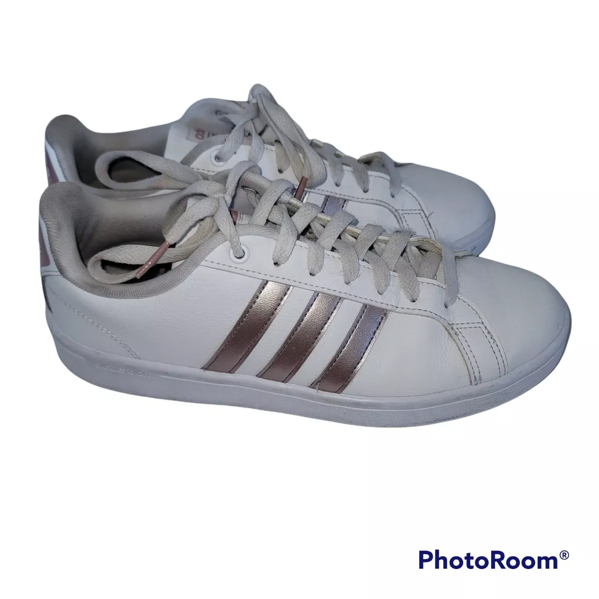 Lezen bevel Gedachte Adidas Womens Cloudfoam Advantage Sneakers White Pink Stripes Shoes Sz 9 1/2  | eBay