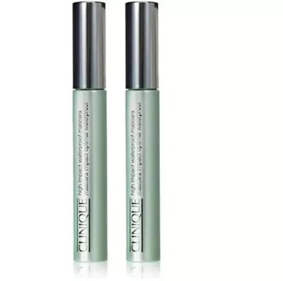 2x Clinique High Impact Waterproof Mascara 01 Black 0.28oz/8ml Full Size NWOB