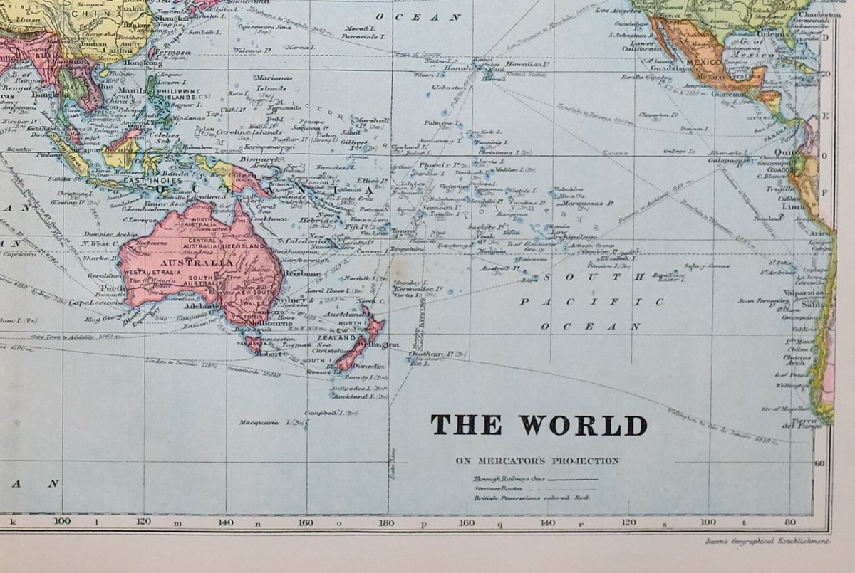1923 MAP THE WORLD AFRICA ASIA EUROPE RUSSIAN REPUBLIC NORTH