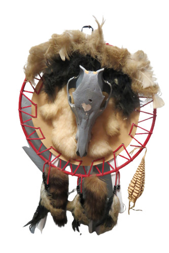 Dreamcatcher Hanging Decor Animal Skull Furs Feathers 25"L x 16" Diameter