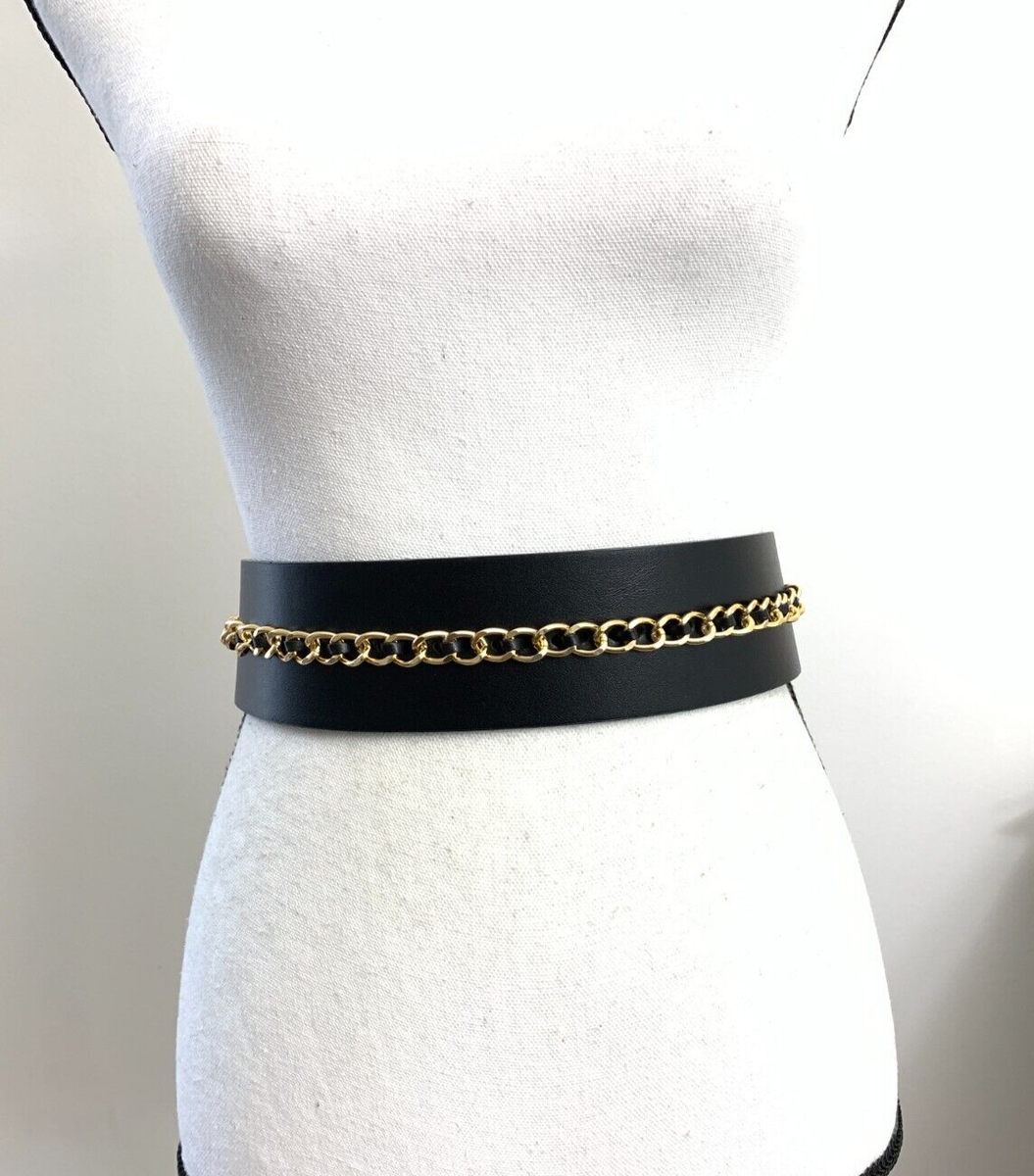 Women's Belt Medium-Large Black Chain Wide Retro Mod Dress Casual Ladies Women's Belt Medium-Large Black Chain Wide Retro Mod Dress Casual Ladies