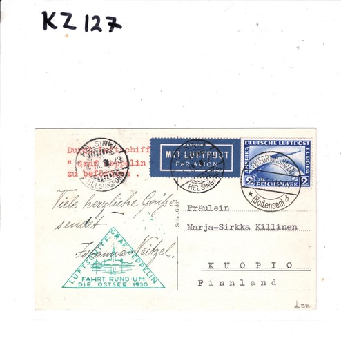 GERMANY Card GRAF ZEPPELIN 2m Air Mail 1930 FAHRT RUND/DIE OSTSEE Finland KZ127 - Picture 6 of 10