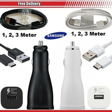 Official Fast Car Charger Plug / 1M 2M 3M Long USB Cable For All Galaxy Phones